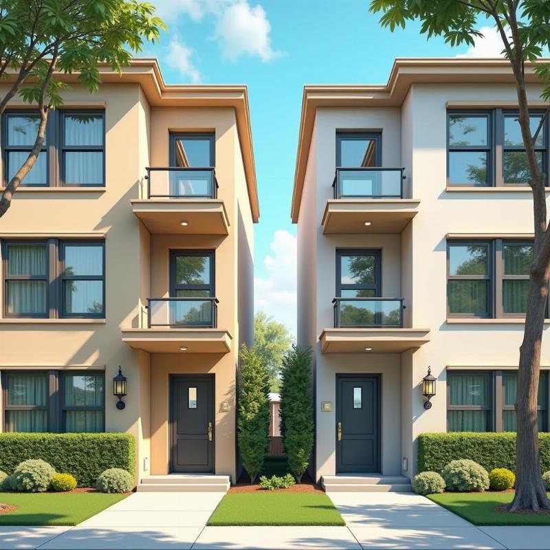 Giải pháp hóa giải nhà liền kề có cửa chính đối diện bằng chuông gió và gương bát quái