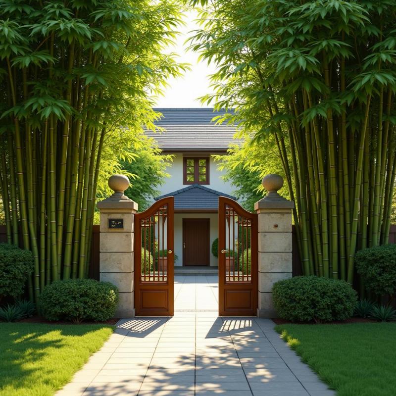 Trồng cây xanh chắn khí xấu hóa giải nhà bị đường đâm thẳng