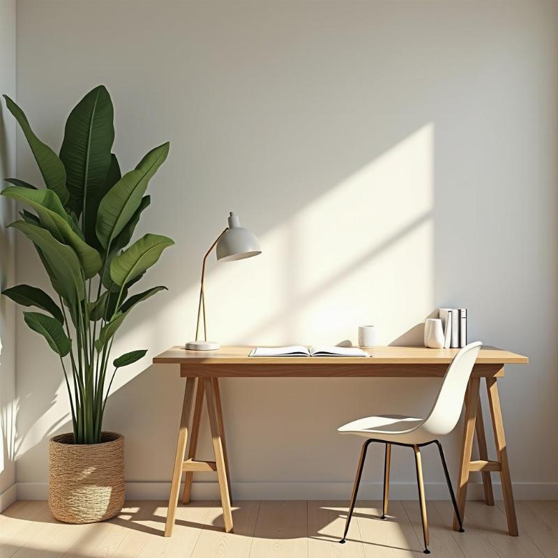 Hóa giải phong thủy xấu từ góc tường chĩa vào bàn làm việc bằng cây xanh