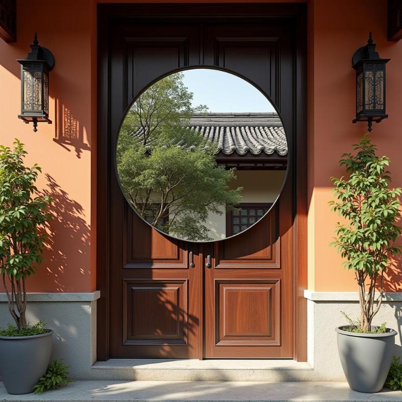 Cách hóa giải phong thủy xấu từ nhà hàng xóm bằng gương bát quái
