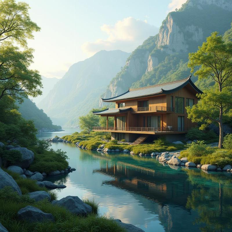 Ngôi nhà gần núi và sông giúp thu hút vượng khí, ổn định sự nghiệp và bảo vệ gia đạo