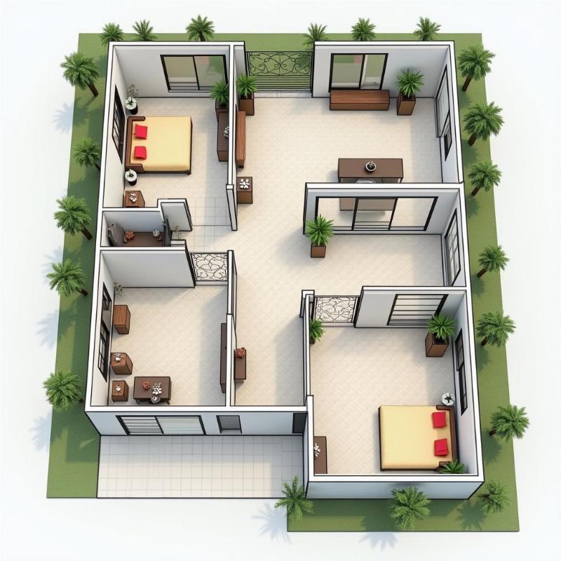 Mẫu thiết kế nhà hình chữ T với phân tích phong thủy chi tiết