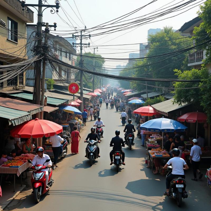 Nhà ở gần chợ, khu buôn bán sầm uất với dòng người đông đúc và năng lượng sinh khí mạnh mẽ
