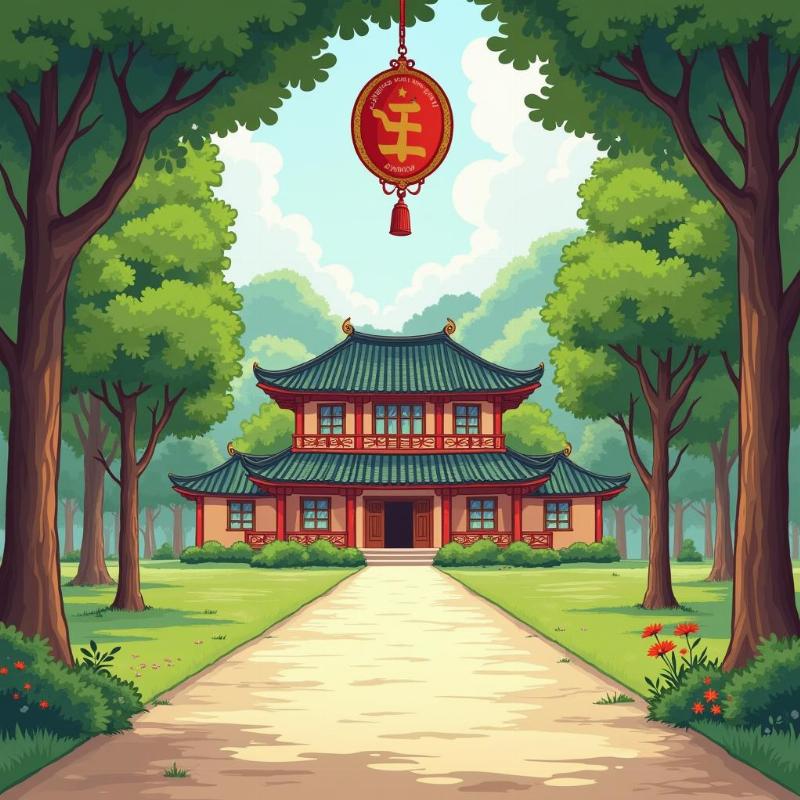 Gương bát quái hóa giải sát khí từ đường đâm thẳng và vật thể lớn trước nhà