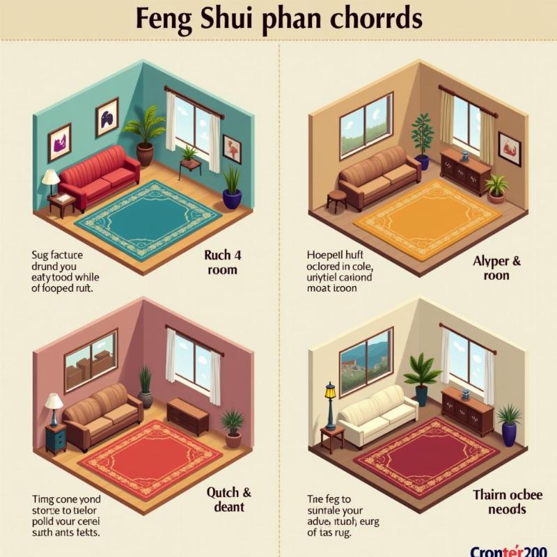 Chọn thảm lót sàn theo phong thủy dựa trên màu sắc phù hợp với từng hướng và mệnh.